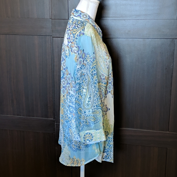 Coldwater Creek Shear Blue Blouse XL - Picture 3 of 7